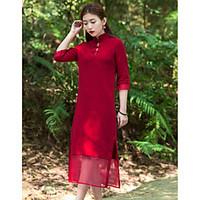 womens casualdaily simple a line loose dress solid round neck midi sle ...