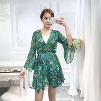 womens going out cute sheath dress floral v neck above knee long sleev ...