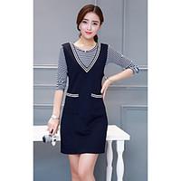 womens daily casual simple cute a line dress striped round neck above  ...