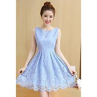 womens party going out cute a line lace dress solid round neck above k ...