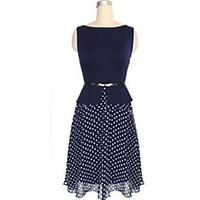 womens party special occasion birthday swing dress solid polka dot rou ...