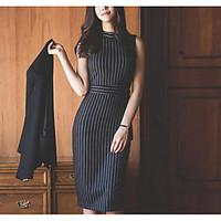 womens casualdaily simple spring shirt dress suits striped round neck  ...