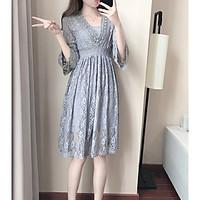 womens going out beach swing dress floral v neck knee length length sl ...