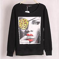 Women\'s Casual/Daily Sweatshirt Leopard Round Neck Inelastic Cotton Polyester Long Sleeve Summer Fall