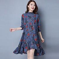 Women\'s Going out Swing Dress, Print Crew Neck Knee-length ½ Length Sleeve Others Spring Summer Mid Rise Micro-elastic Medium