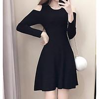 womens going out casualdaily a line dress solid round neck above knee  ...