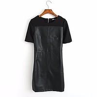 womens going out casualdaily simple t shirt dress solid round neck min ...