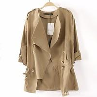 womens going out simple spring trench coat solid v neck 34 length slee ...