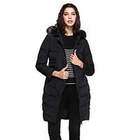 Women\'s Regular Padded Coat, Simple Casual/Daily Plus Size Solid-Polyester Polypropylene Long Sleeve