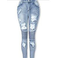 womens high rise micro elastic jeans pants loose solid