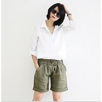 Women\'s Mid Rise Micro-elastic Chinos Pants, Simple Loose Solid