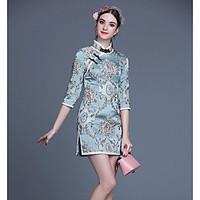 womens party vintage chinoiserie sheath dress print stand above knee s ...