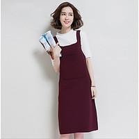 Women\'s Going out Casual/Daily Simple Cute Sheath Dress, Solid Strap Knee-length Short Sleeve Others Summer Mid Rise Stretchy Thin