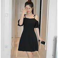 womens going out cute a line dress solid strap above knee sleeveless p ...