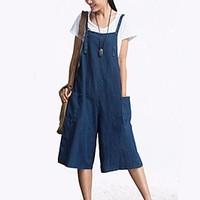 Women\'s Casual/Daily Jumpsuits, Vintage Straight Solid Color Summer