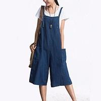 womens casualdaily jumpsuits vintage straight solid color summer