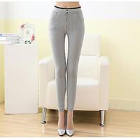 womens mid rise strenchy chinos pants simple skinny striped