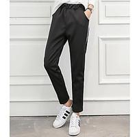 womens mid rise micro elastic loose pants simple relaxed solid