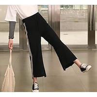Women\'s Mid Rise Micro-elastic Wide Leg Pants, Street chic Wide Leg Solid