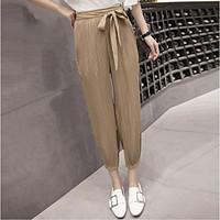 womens high rise micro elastic chinos pants simple relaxed solid