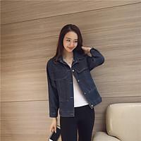 womens going out casualdaily sexy simple cute spring denim jacket soli ...