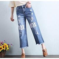 womens mid rise inelastic jeans pants simple loose pure color solid