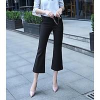 womens high rise micro elastic chinos pants street chic bootcut solid