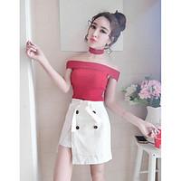 womens going out holiday sexy street chic blouse skirt suits solid str ...