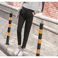 womens mid rise micro elastic chinos pants simple slim straight solid