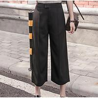 Women\'s Mid Rise Micro-elastic Loose Wide Leg Pants, Simple Wide Leg Solid