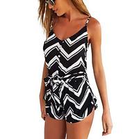 Women\'s Mid Rise Going out Casual/Daily Holiday Rompers, Sexy Simple Cute Loose Stripe Geometric All Seasons Spring Summer Fall Winter