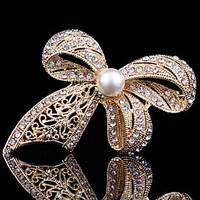 Women\'s Crystal Cute Bowknot Pearl Brooch for Wedding Party Decoration Scarf , Fine Jewelry