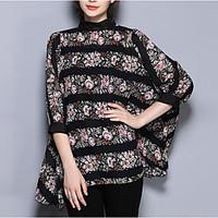 womens going out casualdaily vintage cute chinoiserie blouse solid flo ...