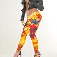 Women Print Legging, Polyester Spandex