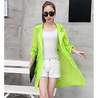 womens casualdaily simple spring trench coat solid hooded long sleeve  ...