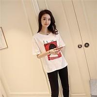 womens casualdaily simple summer t shirt letter round neck short sleev ...