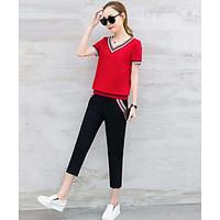 womens casualdaily sports active summer t shirt pant suits solid deep  ...