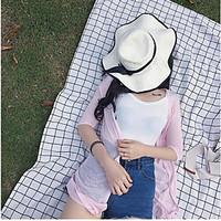 Women\'s Going out Casual/Daily Simple Long Cardigan, Solid Round Neck Long Sleeve Cotton Spring Summer Thin Inelastic