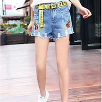 womens mid rise micro elastic jeans shorts pants simple straight print
