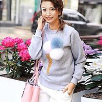 womens going out casualdaily cute regular pulloversolid round neck lon ...