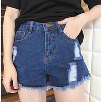 womens mid rise micro elastic jeans shorts pants simple wide leg solid