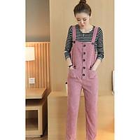 womens mid rise micro elastic overalls pants street chic straight soli ...