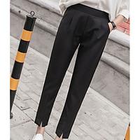 womens high rise micro elastic chinos pants street chic loose solid