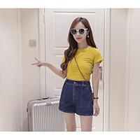 womens high rise micro elastic shorts pants street chic loose solid