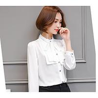 womens casualdaily simple blouse solid peter pan collar long sleeve co ...