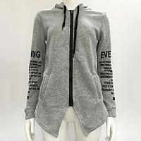 womens going out simple hoodie letter micro elastic cotton long sleeve ...