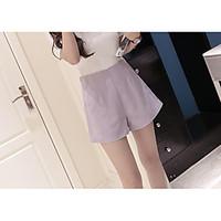 womens mid rise inelastic shorts pants sexy loose pure color solid