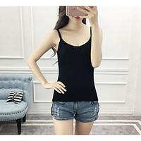 womens going out beach simple tank top solid round neck sleeveless oth ...