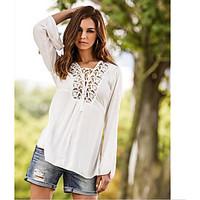 womens casualdaily simple blouse print round neck long sleeve cotton