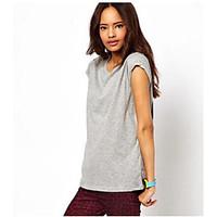 Women\'s Casual/Daily Simple Spring Summer T-shirt, Print Round Neck Short Sleeve Cotton Medium
